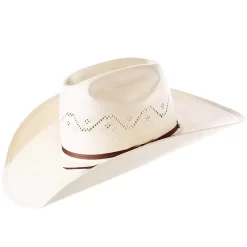 American Hats AHC 7420 2 Cord Chocolate Band 4 1/2in. Brim Open Crown Straw Cowboy Hat