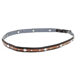 Rodeo King Black And Brown Hat Band With Diamond Conchos