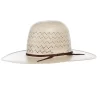 American Hats AHC 6200 Fancy Weave Fancy Vent Ivory And Tan 4 1/4in. Brim Round Oval Open Crown Cowboy Hat