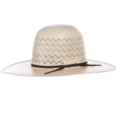 American Hats AHC 6200 Fancy Weave Fancy Vent Ivory And Tan 4 1/4in. Brim Round Oval Open Crown Cowboy Hat