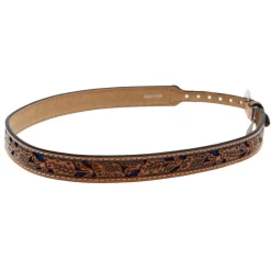 MF 3/4in. Floral Tooled With Blue Underlay Hat Band