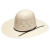 NRS 20X Ivory Double Row Fancy Vent 4 1/4 Inch Brim Open Crown Straw Cowboy Hat