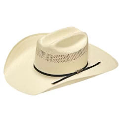NRS 20X Single Row Vent Ivory Shantung 4 1/4 Inch Brim Precreased Straw Cowboy Hat
