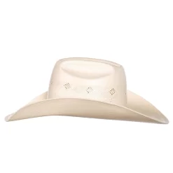 American Hats Fancy Vent Ivory Black 4-1/4in. Brim Round Oval Straw Cowboy Hat -Western Cowboy Hat 7200S2CBLK42RO 21