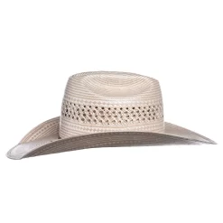 American Hats Ivory And Tan 7700 4in. Brim Open Straw Cowboy Hat -Western Cowboy Hat 7700S2CWHIS4 2