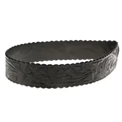 Austin Accent 1-1/2in. Black Floral Leather W/Tie Hat Band