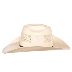American Hats Fancy Vent Ivory 4 1/4in. Brim Chocolate Cord Straw Hat -Western Cowboy Hat 8300S2CCHOC42 21