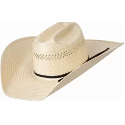 American Hats Poli Rope Tan & Natural Straw 5in. Brim Open Crown Cowboy Hat 5 American Hats Poli Rope Tan & Natural Straw 5in. Brim Open Crown Cowboy Hat -Western Cowboy Hat 845S2CBK5 crease