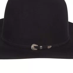 Rodeo King 100X Black 4 1/2in. Brim Felt Cowboy Hat -Western Cowboy Hat RK489 2 Buckle