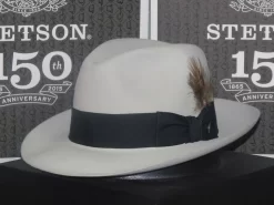 Stetson Temple Fur Felt Indiana Jones Fedora Hat -Western Cowboy Hat TempleLtGrey 47532.1423318657